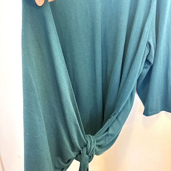 J Jill Women's 4X Cross-over Tie Front Persian Blue Teal Cotton Blend Sweater - Picture 5 of 16